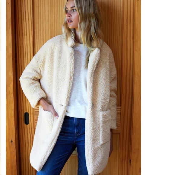 Emerson Fry Teddy Bear Coat In Ivory Size Large Oversized Fit - Picture 6 of 14